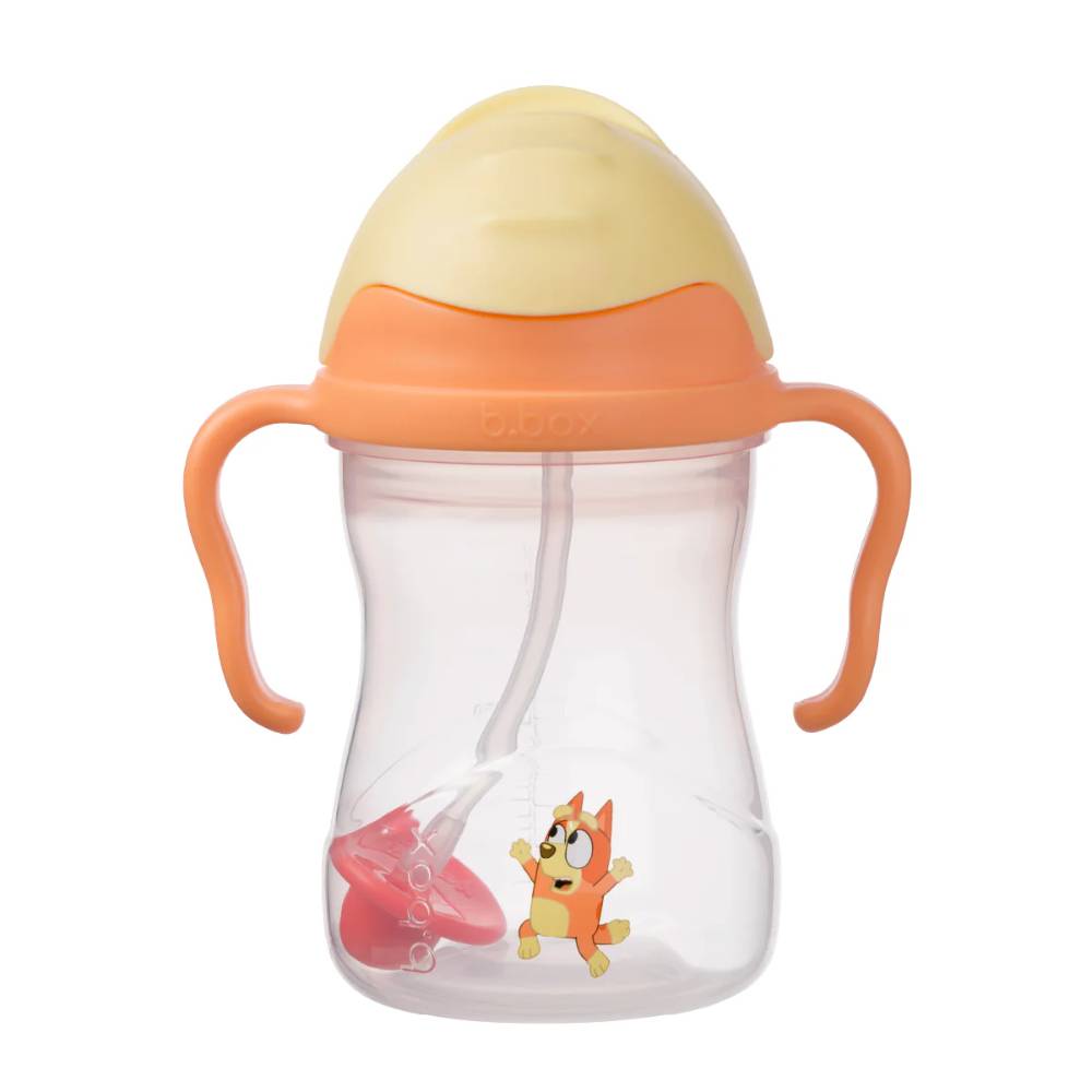Children's sippy cup with Bingo from Bluey on a white background