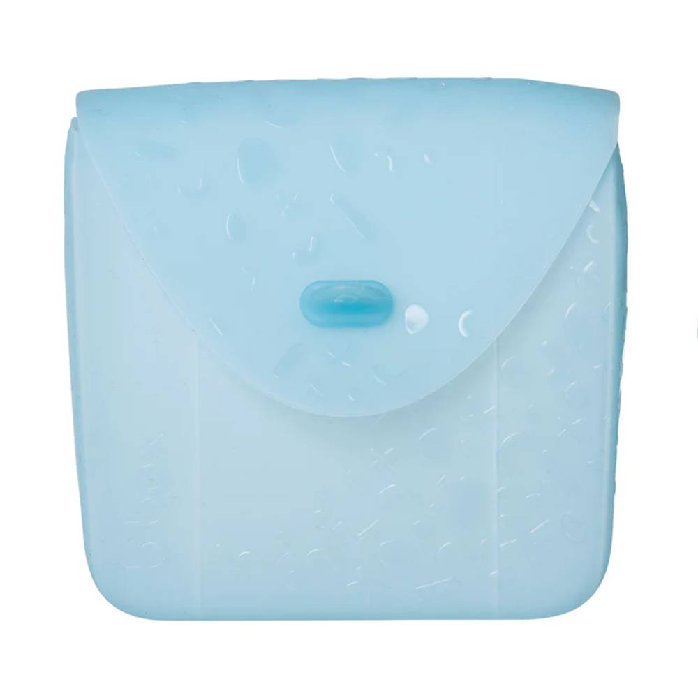 Blue silicone pouch on a white background