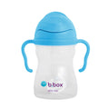 BPA-free baby sippy cup with blue lid and handles on a white background