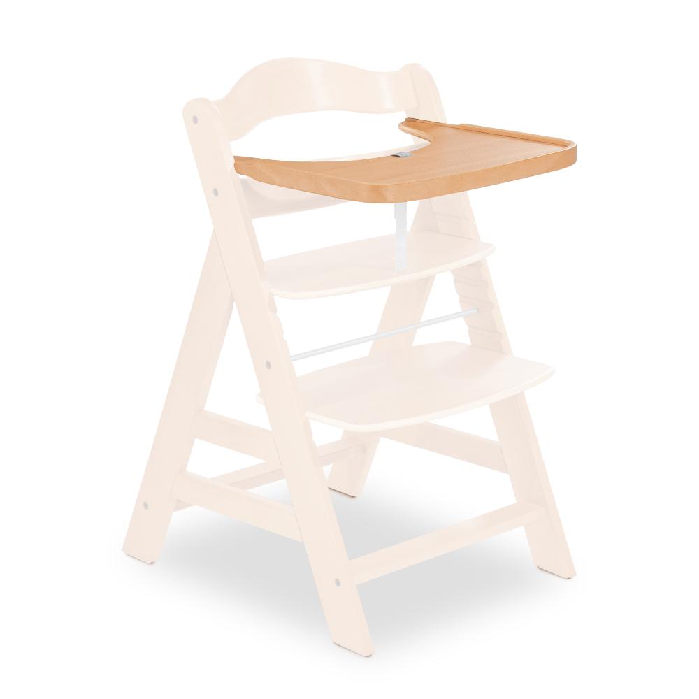 Hauck Wooden high chair with a tray on a white background