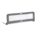 Gray fabric baby bed rail on a white background