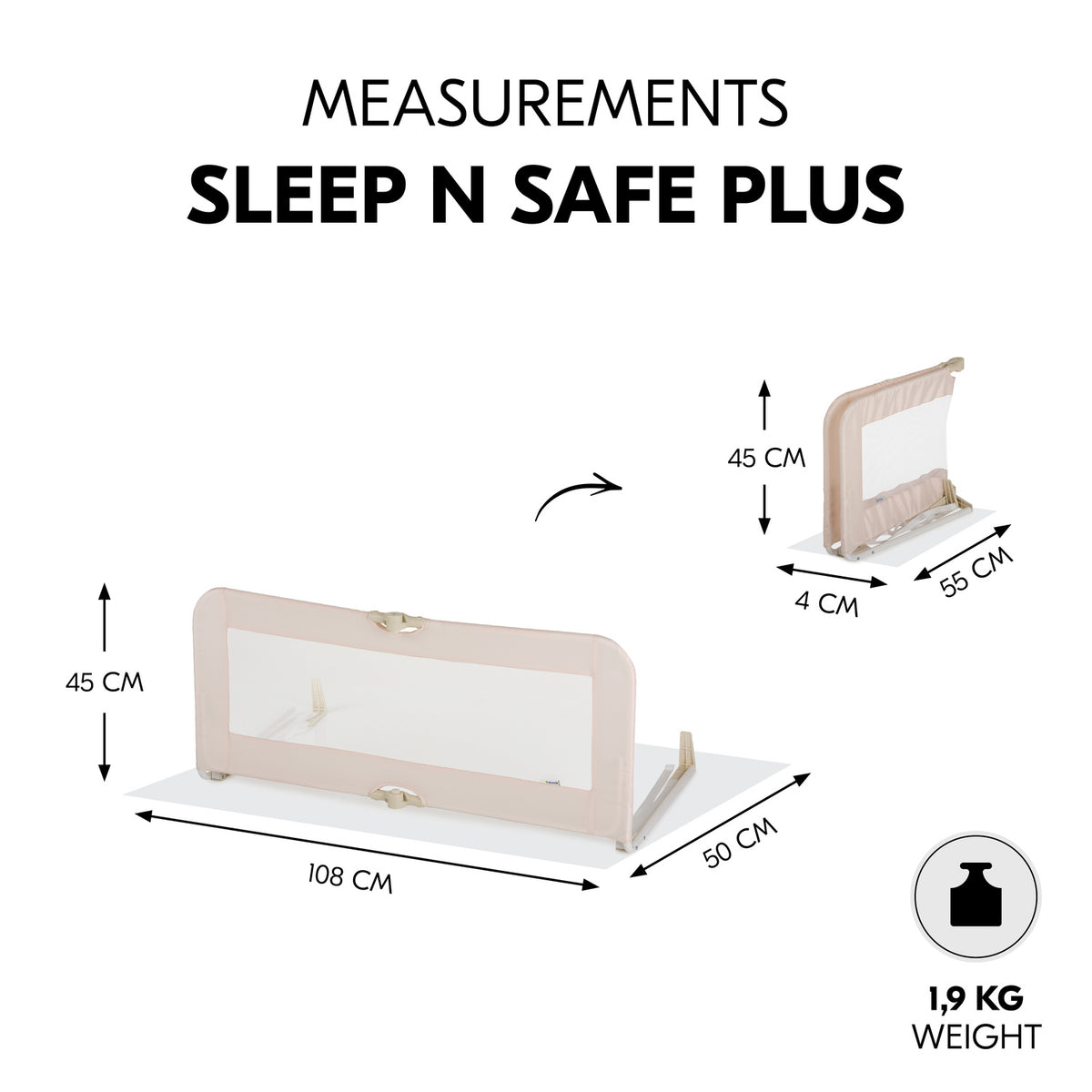 Sleep N Safe Plus Bed Guard - Beige
