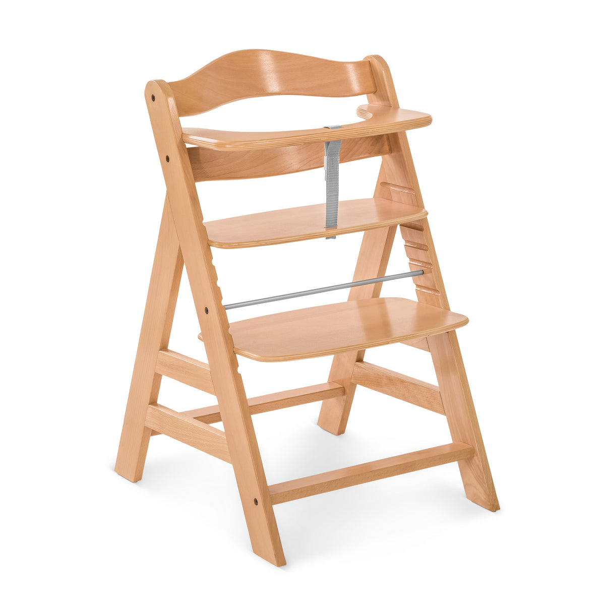 Wooden Hauck high chair on a white background