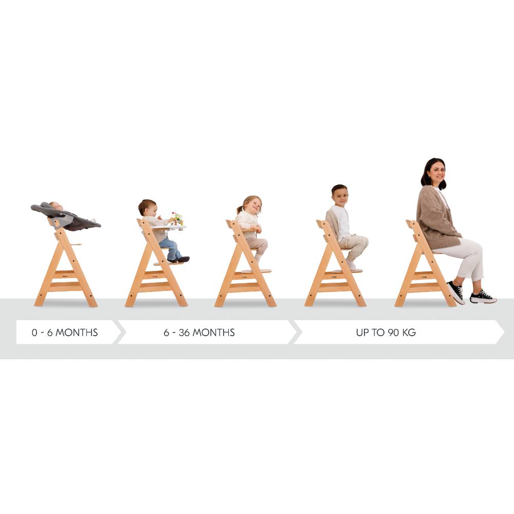 Alpha+ Wooden High Chair - White