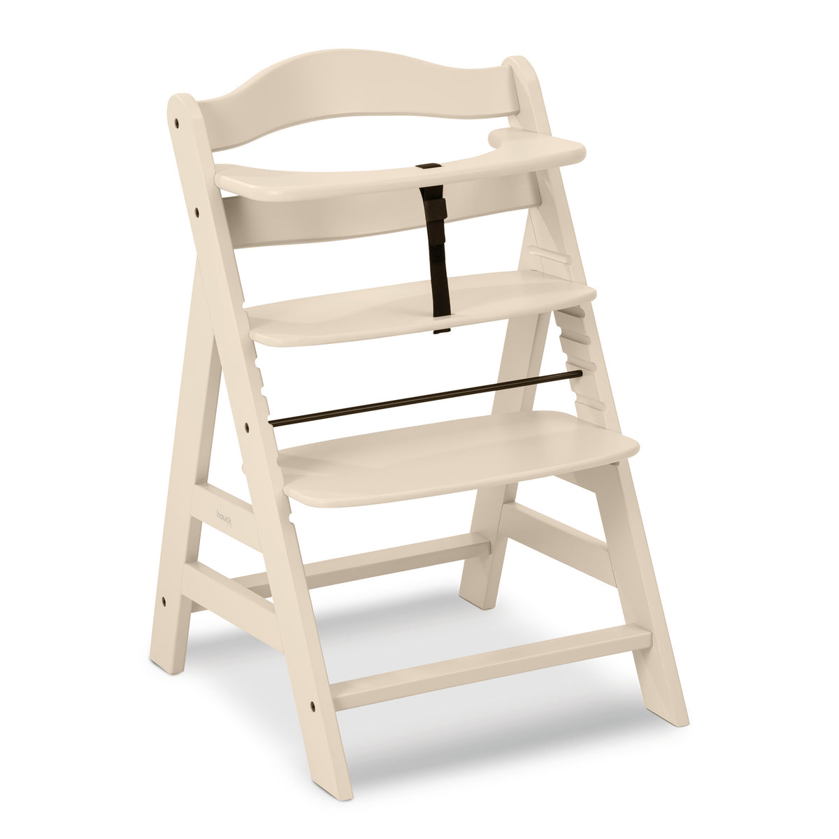 Cream Hauck wooden high chair on a white background