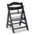 Black wooden Hauck high chair on a white background