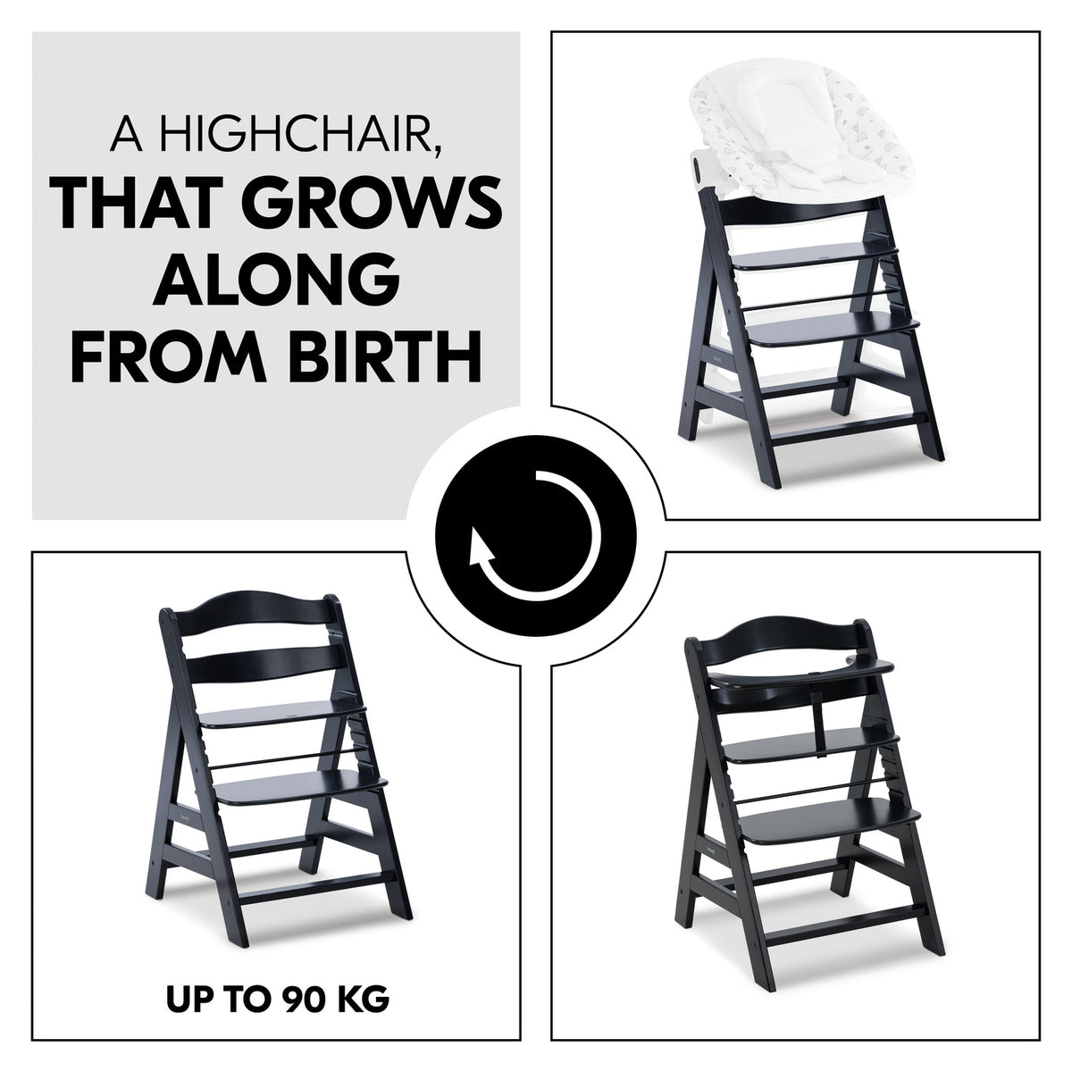 Alpha+ Wooden High Chair - Black