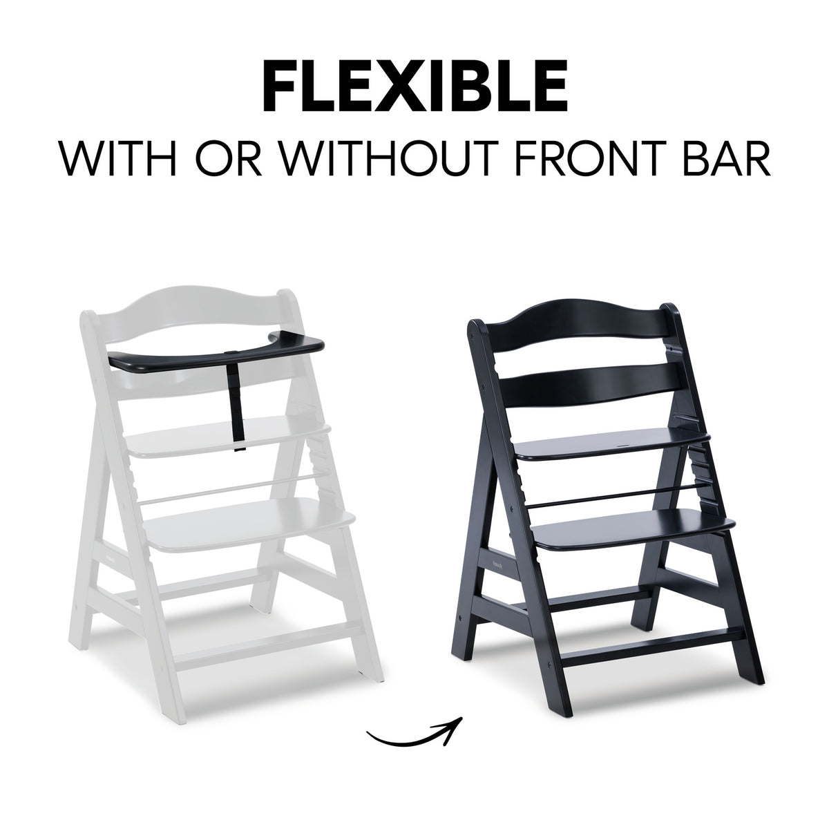 Alpha+ Wooden High Chair - Black
