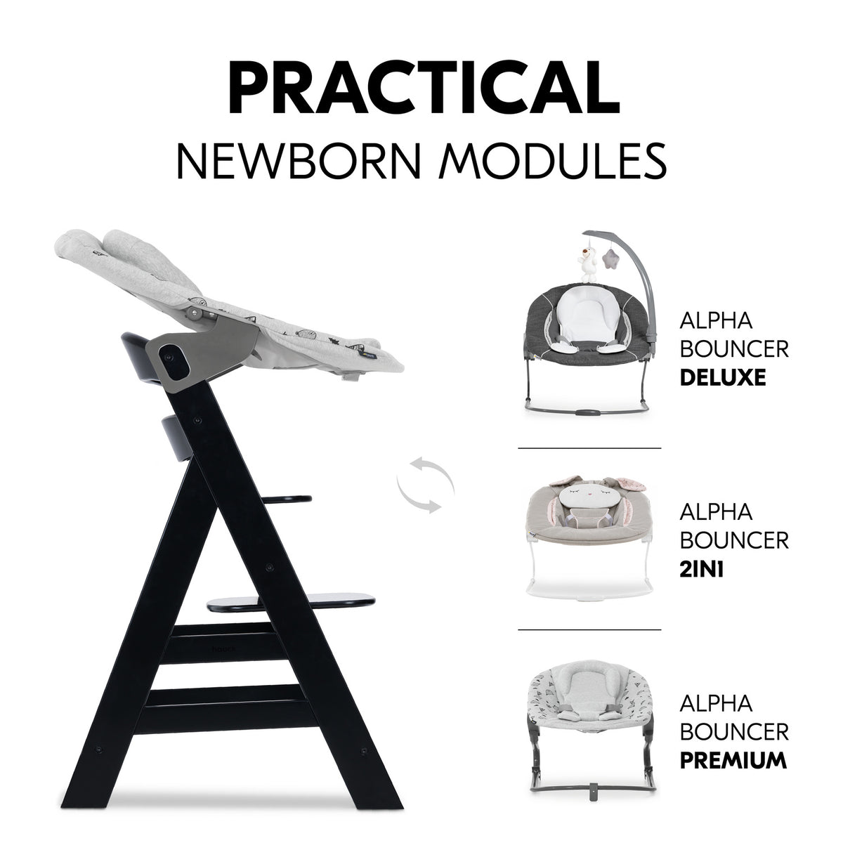 Alpha+ Wooden High Chair - Black