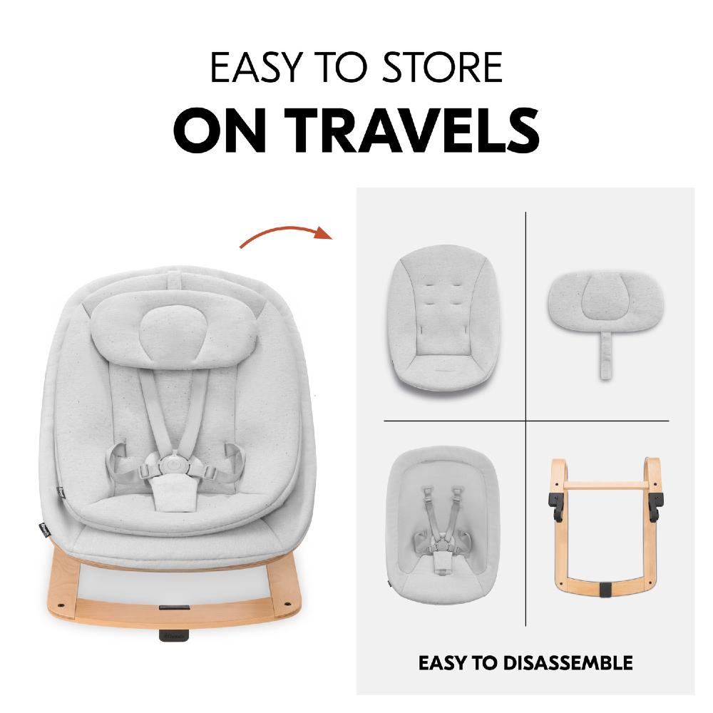 3-in-1 Wooden Bouncer Eco - Light Grey