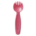 Pink plastic spork on a white background