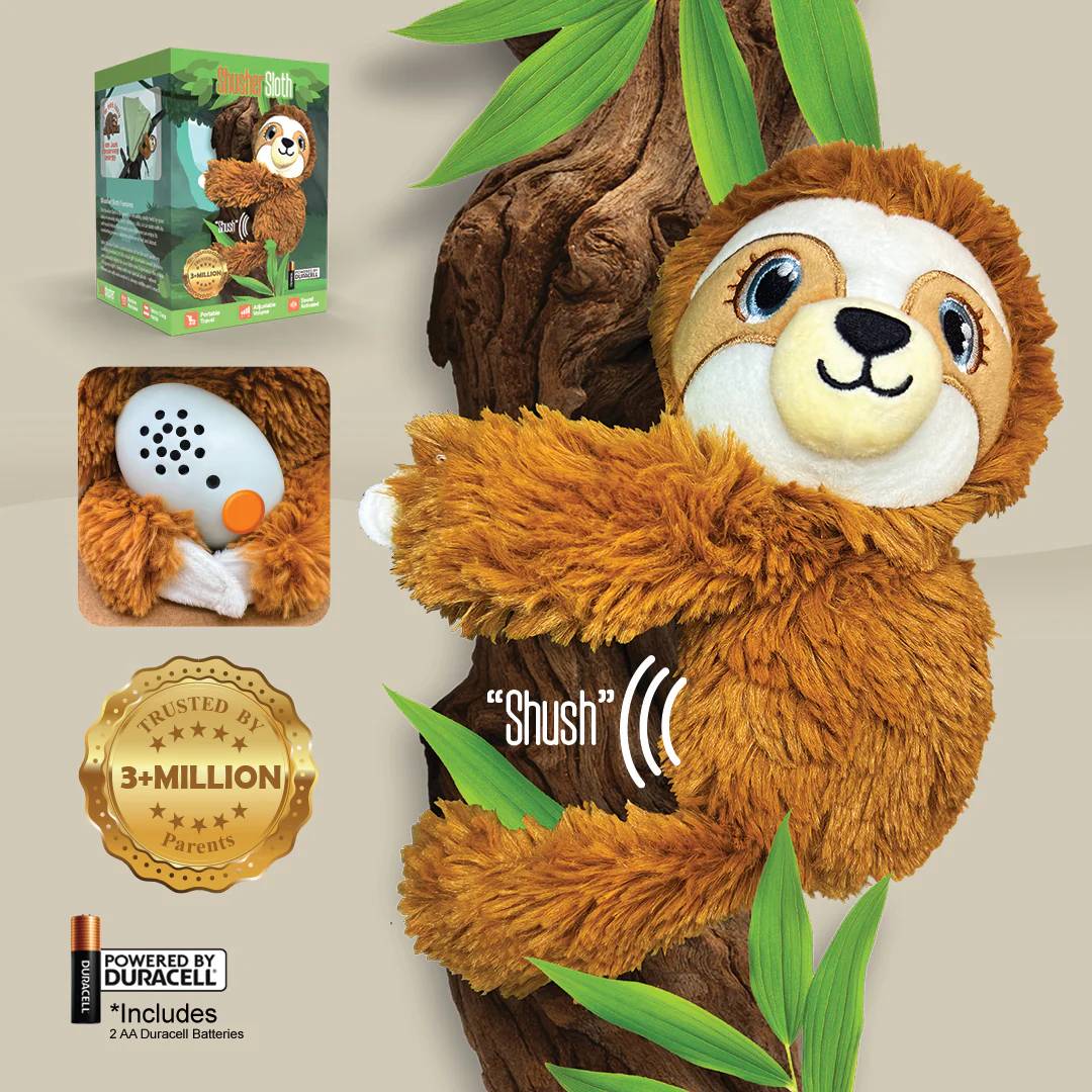 Shusher Sloth Sound Machine - Plush Soothing Companion