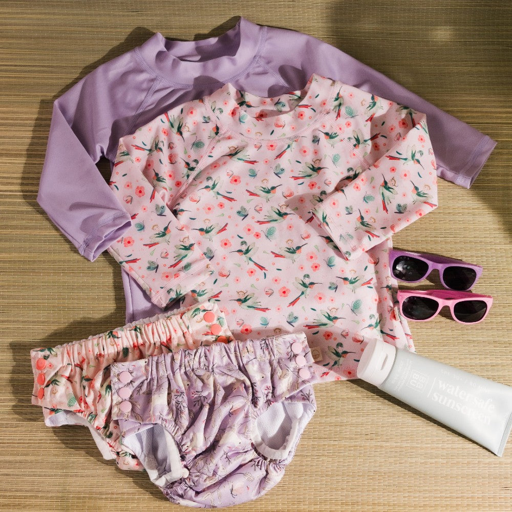 Swim Rash Vest - Pink Hummingbird