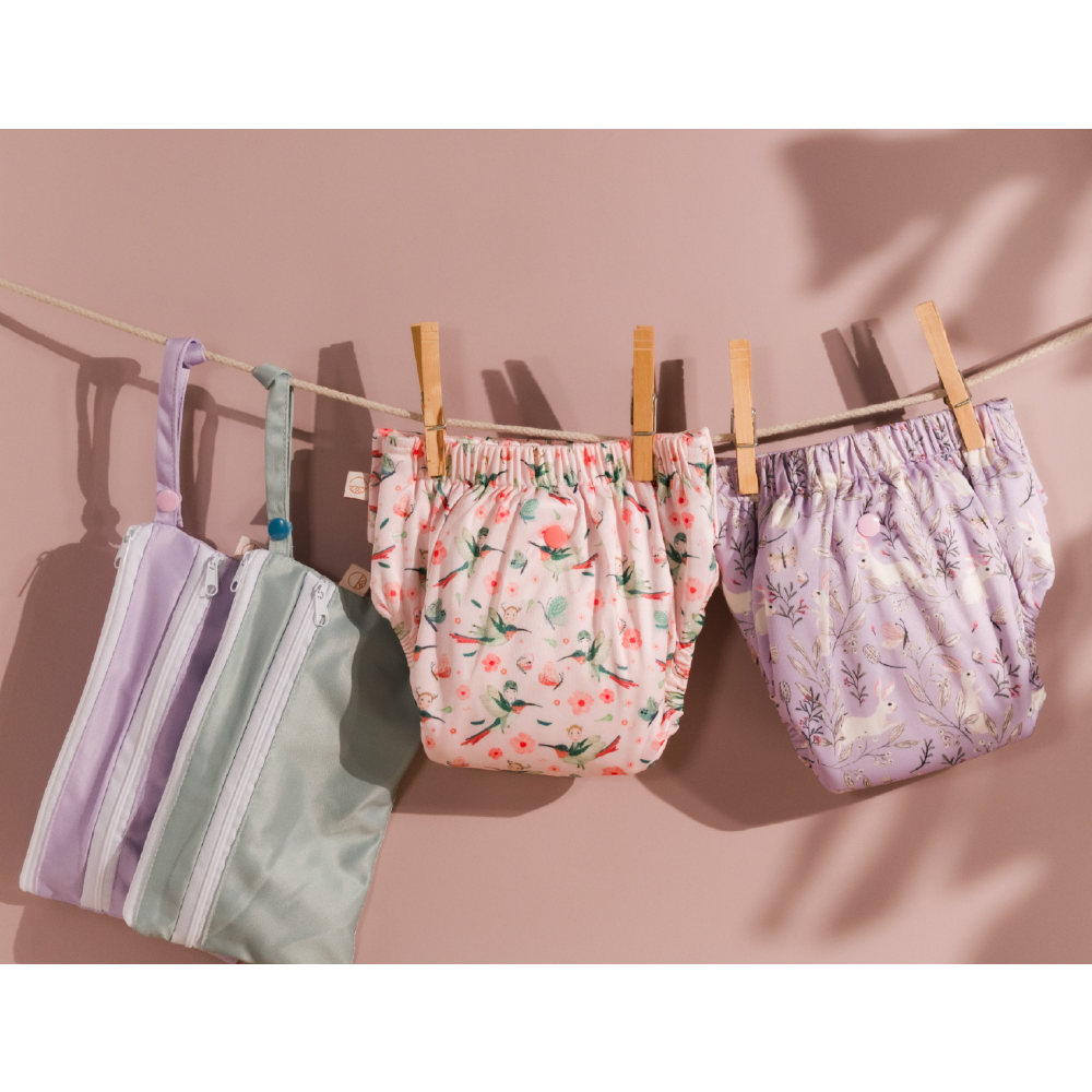 Straight Up Nappy Pants - Lilac Bunnies
