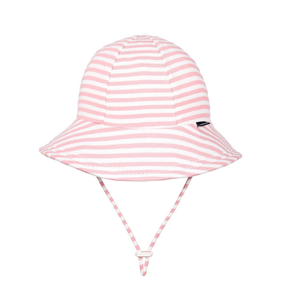 Toddler Bucket Sun Hat - Pink Stripe on a white background
