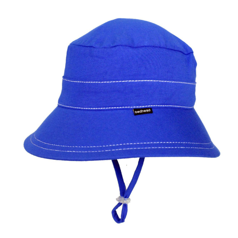Classic Bucket Sun Hat - Bright Blue on a white background