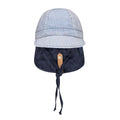 Lounger Legionnaire Reversible Flap Sun Hat - Charlie/Indigo on a white background
