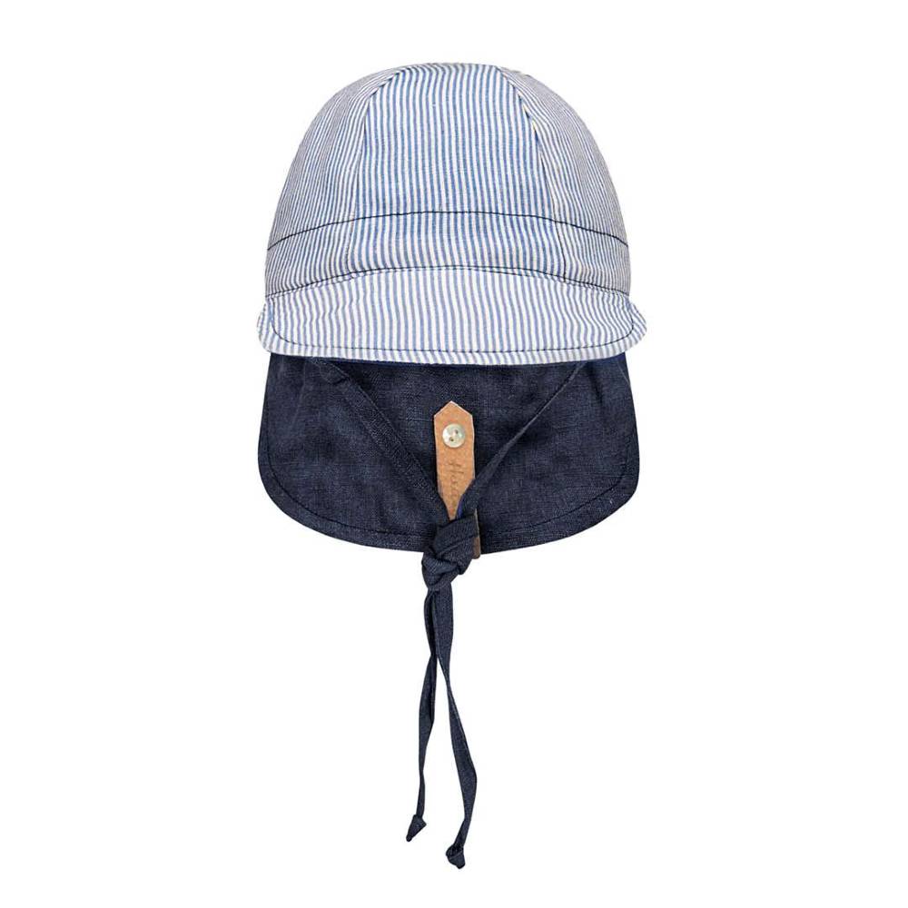Lounger Legionnaire Reversible Flap Sun Hat - Charlie/Indigo on a white background