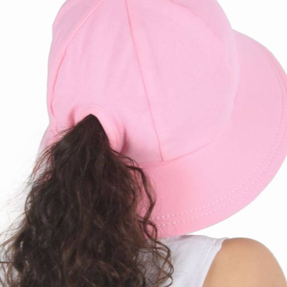 Ponytail Bucket Sun Hat - Baby Pink
