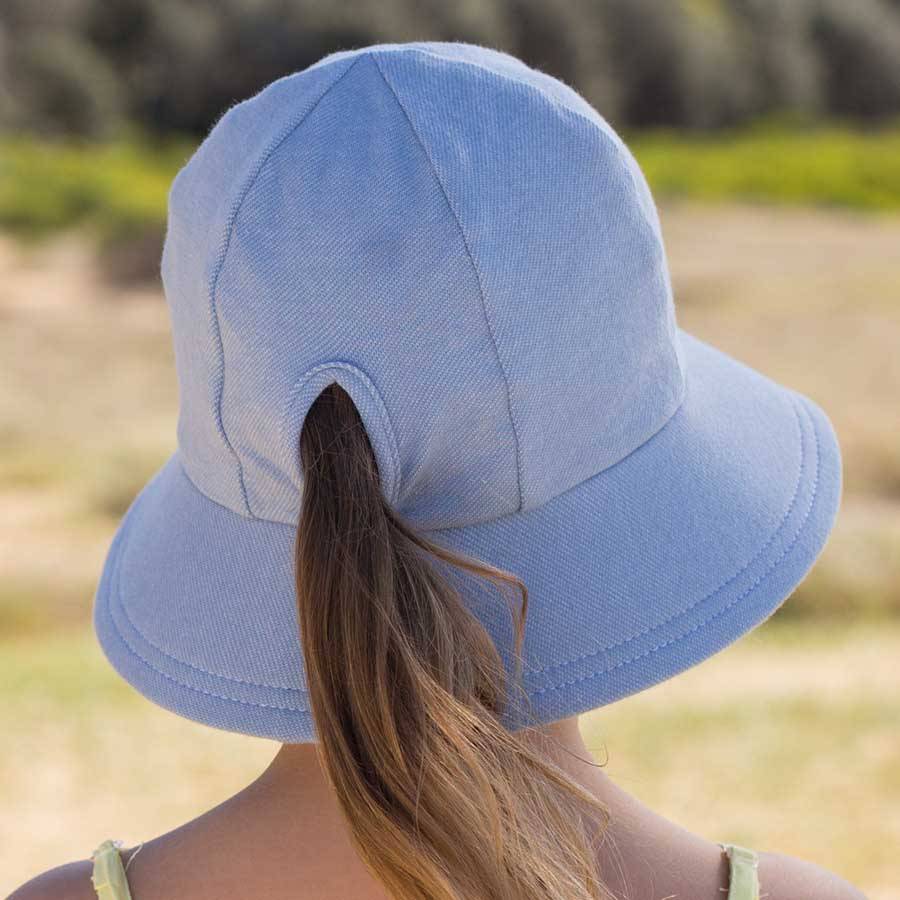 Ponytail Bucket Sun Hat - Chambray