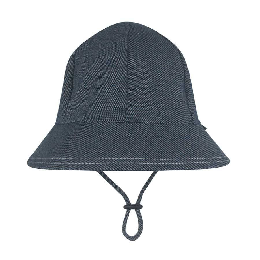 Ponytail Bucket Sun Hat - Denim on a white background