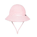 Ponytail Bucket Sun Hat - Pink Stripe on a white background