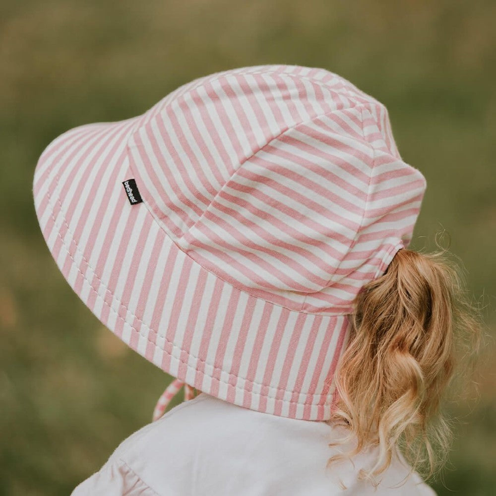 Ponytail Bucket Sun Hat - Pink Stripe