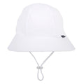 Ponytail Bucket Sun Hat - White on a white background