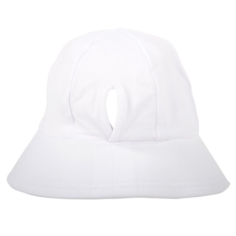 Ponytail Bucket Sun Hat - White