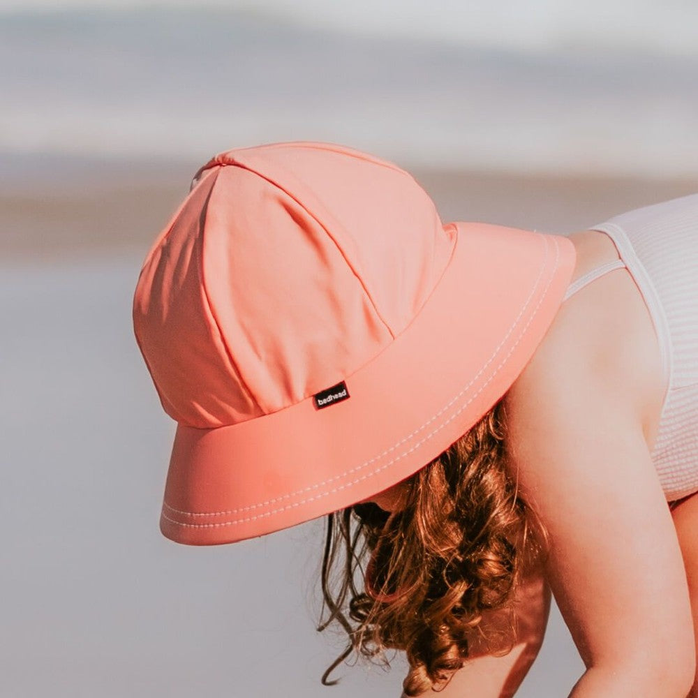 Swim Ponytail Bucket Sun Hat - Peach