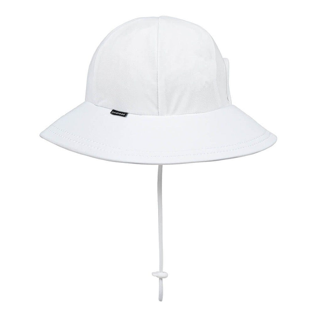 Swim Ponytail Bucket Sun Hat - White