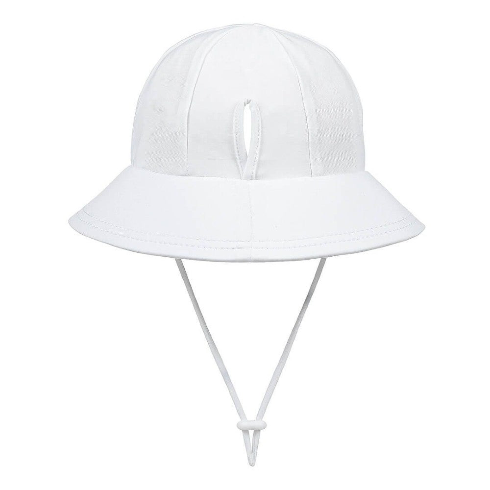 Swim Ponytail Bucket Sun Hat - White