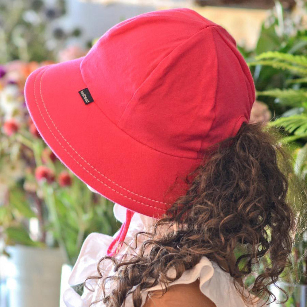 Ponytail Bucket Sun Hat - Bright Pink