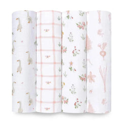 Essentials Muslin Swaddles 4pk - Country Floral