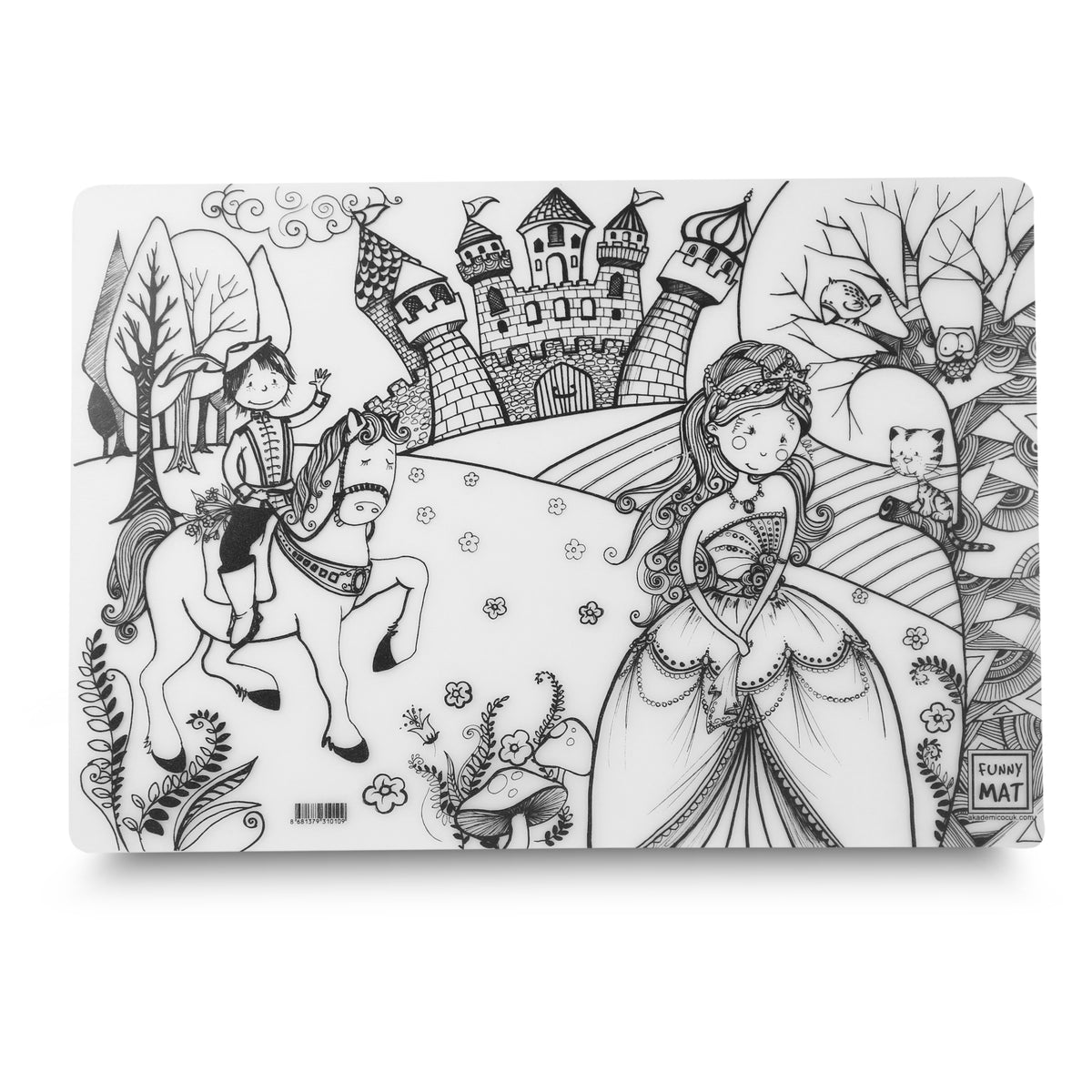 Reusable Colouring Mat - Princess on a white background