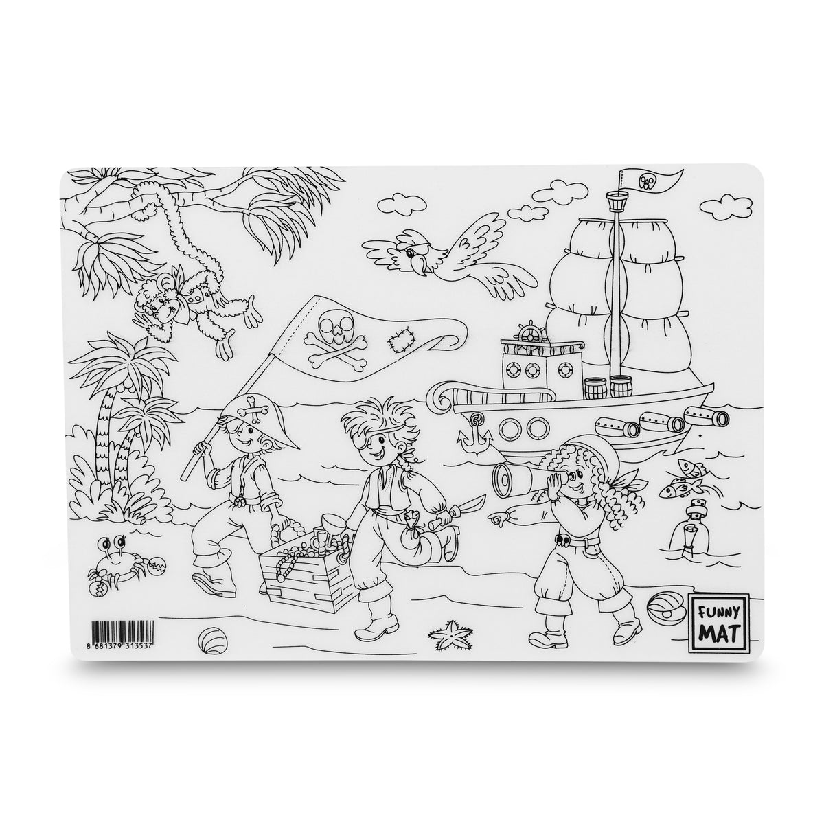 Reusable Colouring Mat - Pirates on a white background