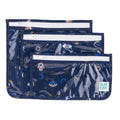 3 clear travel bags with a Evil Eye design on a white background 
