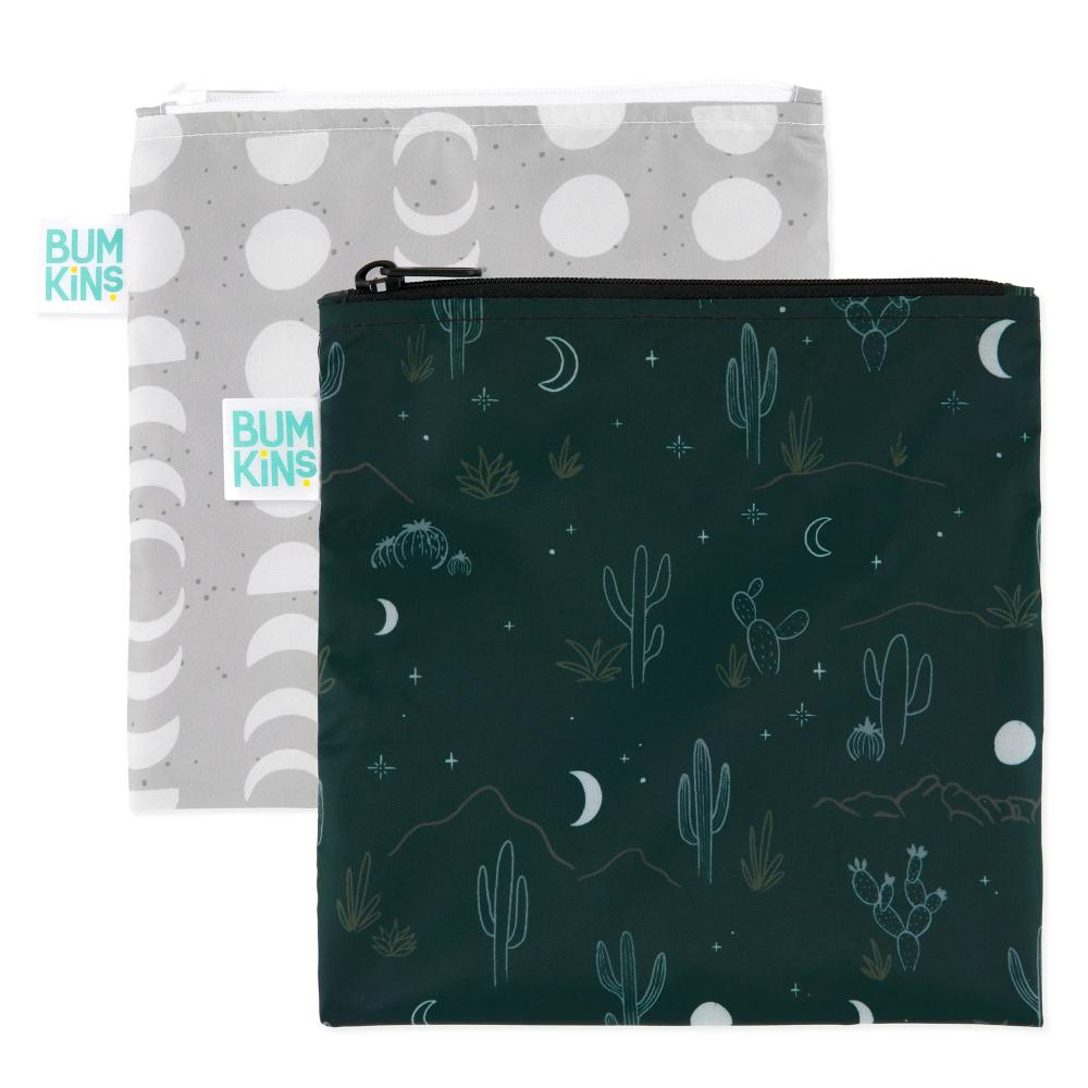 2 Lunch snack bags in starry night design on a white background