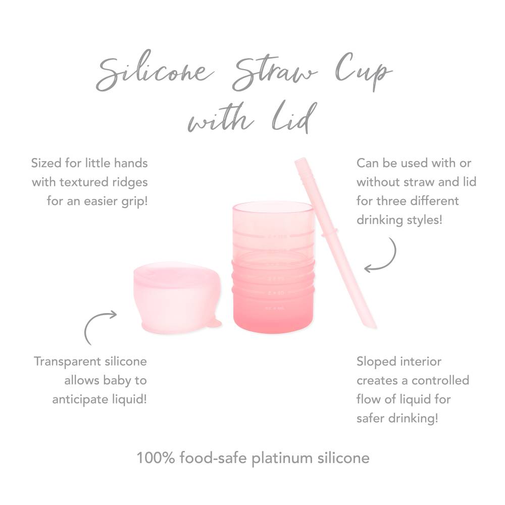 Silicone Straw Cup with Lid - Grey