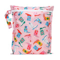Bumkins wet bag with a pink boots design on a white background