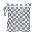 Bumkins wet bag with a charcoal check design on a white background