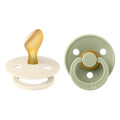 cream and green anatomical latex pacifier two pack
