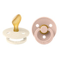 cream and pink anatomical latex pacifier two pack