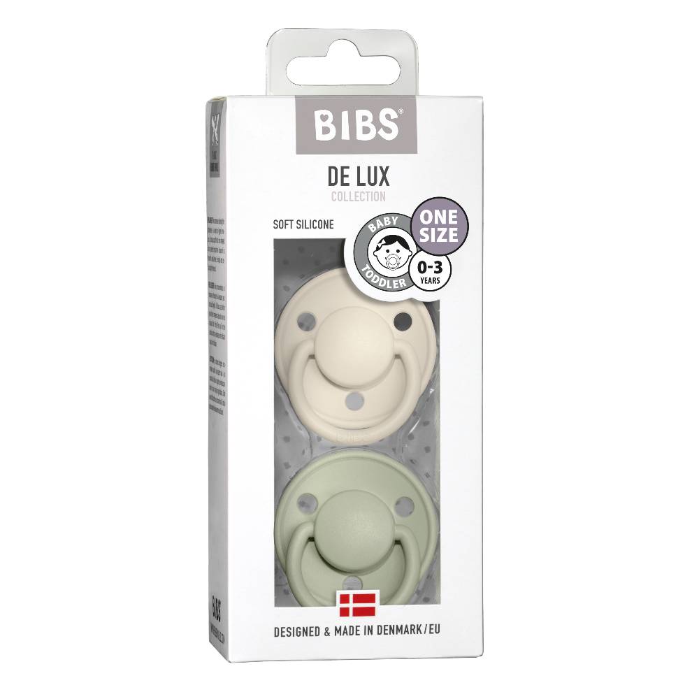 De Lux Silicone Dummy 2pk - Ivory/Sage