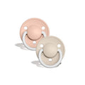 Pink and beige silicone pacifier two pack