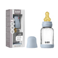 Blue latex and glass anti colic baby bottle