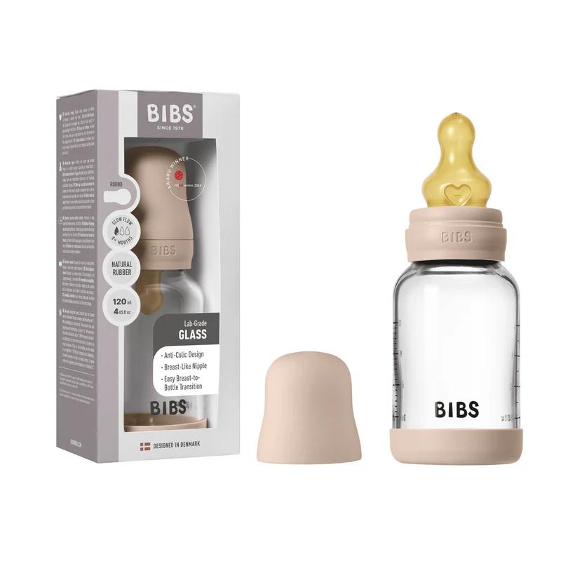 Pink latex and glass anti colic baby bottle