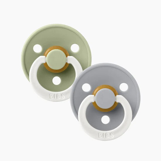 Green and gray glow in the dark rubber pacifier two pack