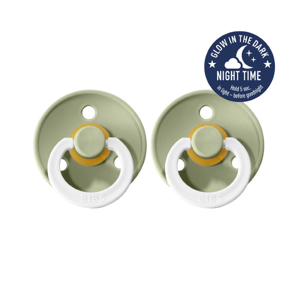 Green glow in the dark rubber pacifier two pack