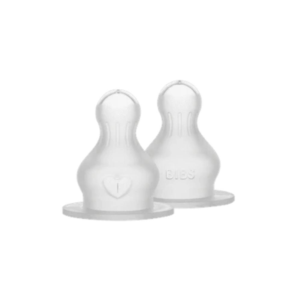 Pair of silicone baby bottle teats